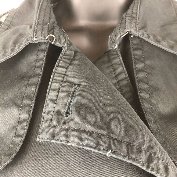 BANANA REPUBLIC Black Belted Trench Coat Size Small - Picture 3 of 10